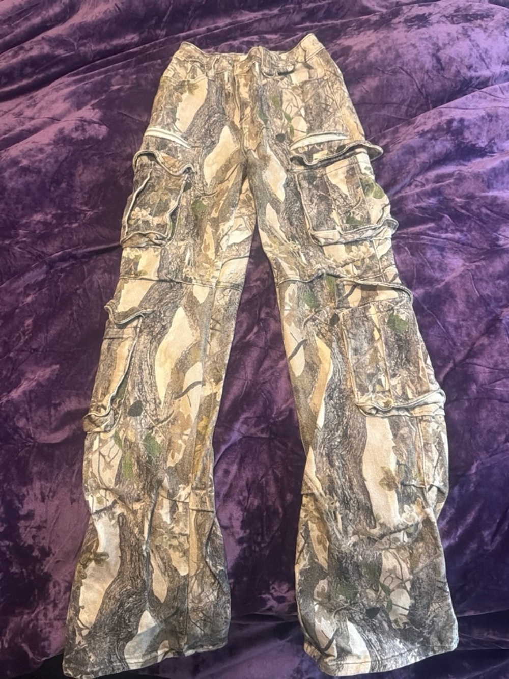 Womens Camo Cargo Pants - Realtree-Inspired Brown/Green Print
